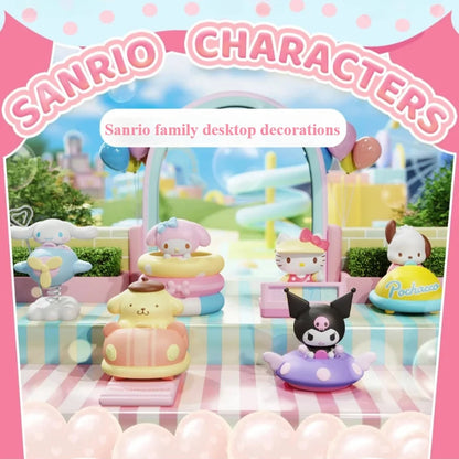 Sanrio Garden Series Blind Box Desktop Scene Ornaments Children's Toy Animation Model Hello Kitty Kuromi Kawaii Birthday Gift