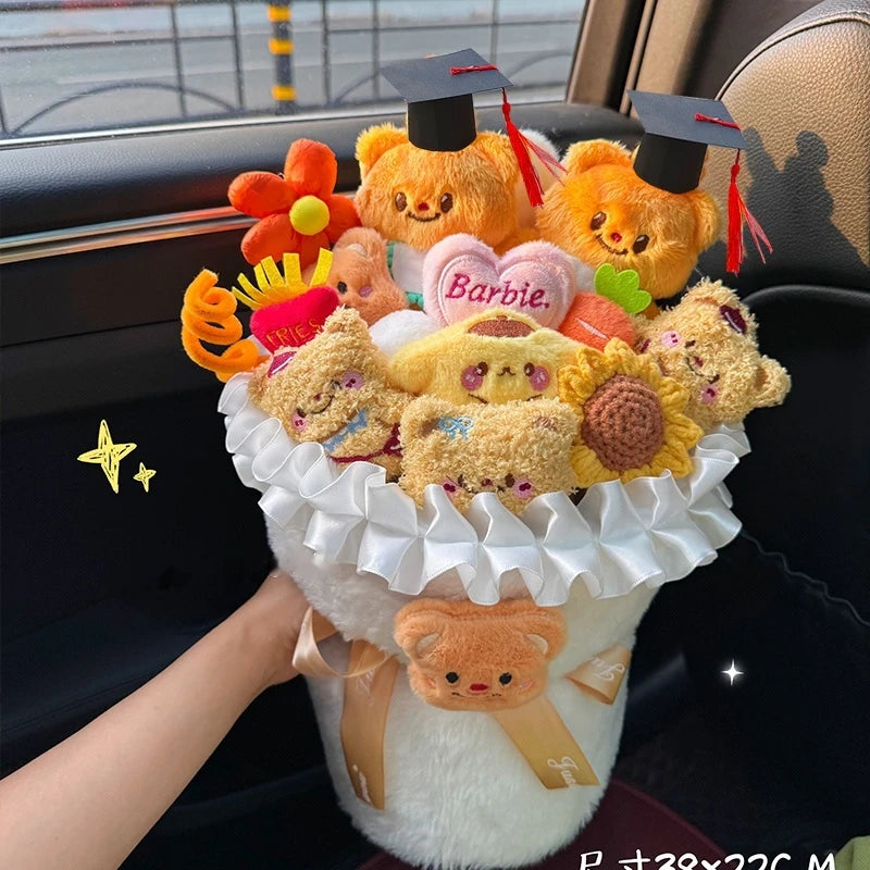 New Butter Bear Kawaii Send Girlfriend Doll Bouquet Cartoon Doll Birthday Present Halloween Gift Bouquet Christmas Girl Kids