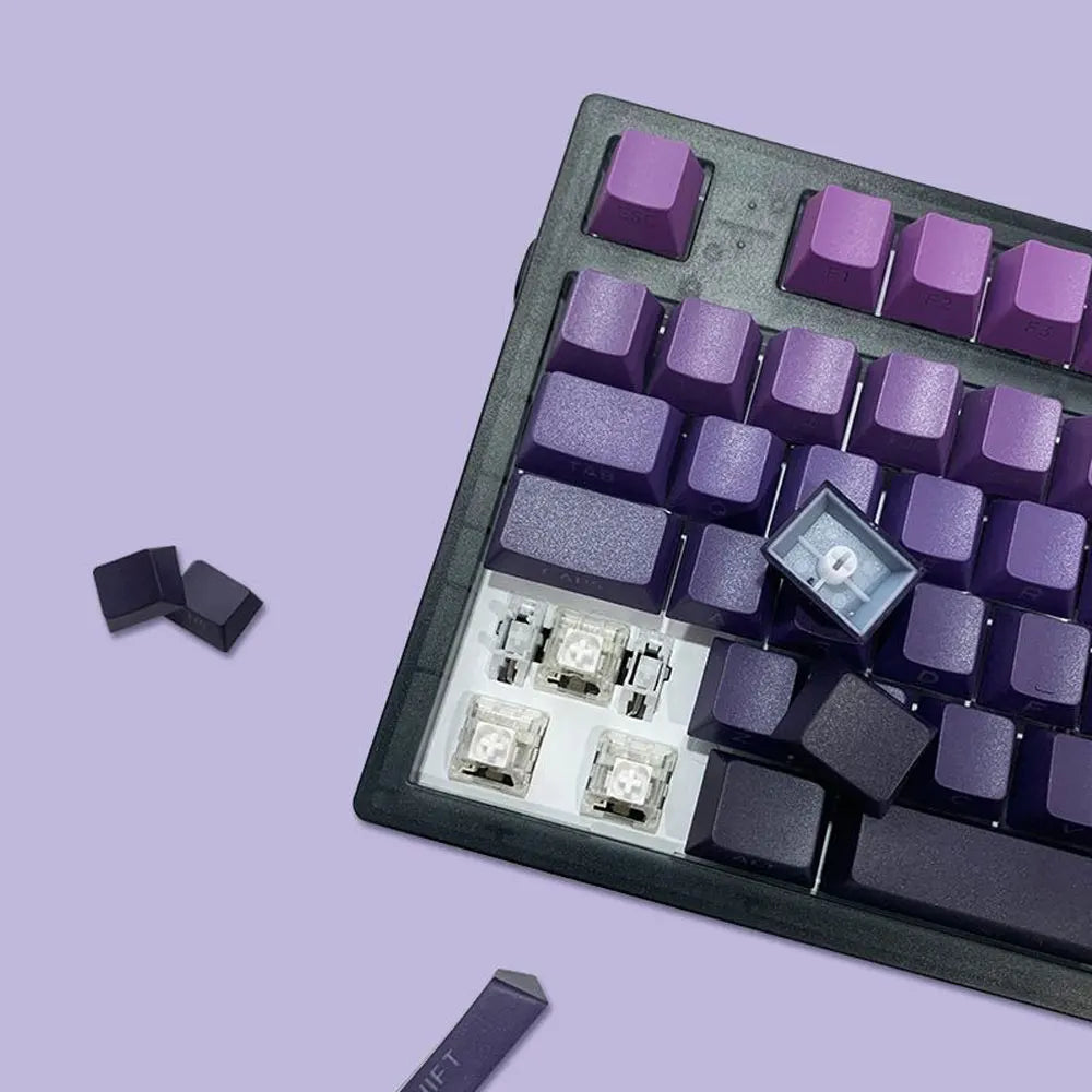 131 Keys Purple Gradient Keycaps Cherry Height PBT Thermal Sublimation DIY For 61 87 98 104 108 Keys Mechanical Keyboard