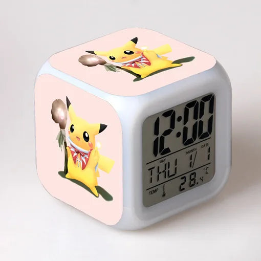 Pokemon Pikachu LED Glowing Alarms for Children Bedroom Decoration Kids Digital Glowings Alarm Clock Desk Decor Christmas Gift