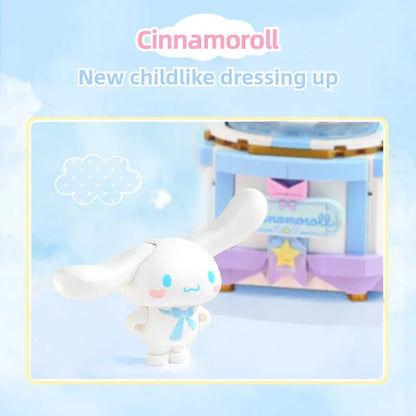 Sanrio Series Building Blocks Cinnamoroll Rotating Music Box Model Bricks Desktop Decoration Kids DIY Toys Idea Holiday Gifts