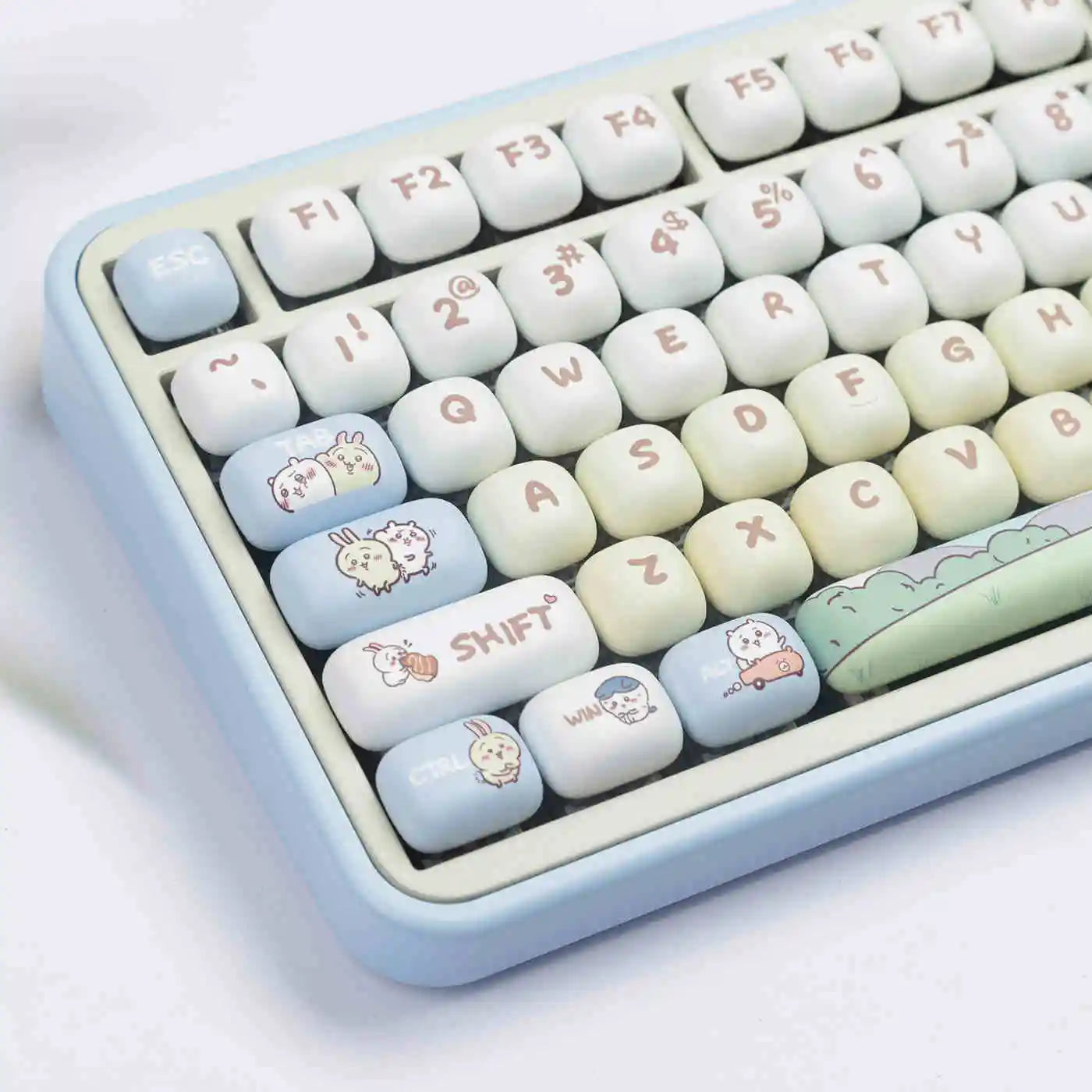 MOG Keycaps Pbt Dye-Sub Big Set Key Caps Bread Bear For Mechanical Keyboard 7u Alice Split Layout Wooting Hi75 Customized