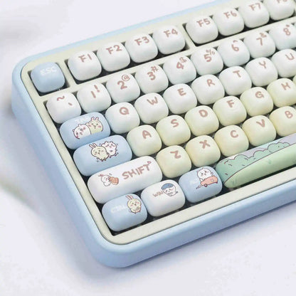 MOG Keycaps Pbt Dye-Sub Big Set Key Caps Bread Bear For Mechanical Keyboard 7u Alice Split Layout Wooting Hi75 Customized