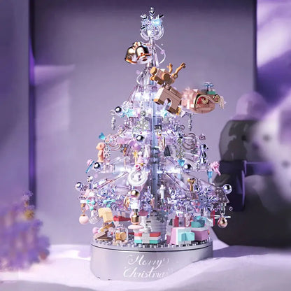 Crystal Christmas Tree Music Box Lighting Decoration Puzzle Assembly Building Block Gift