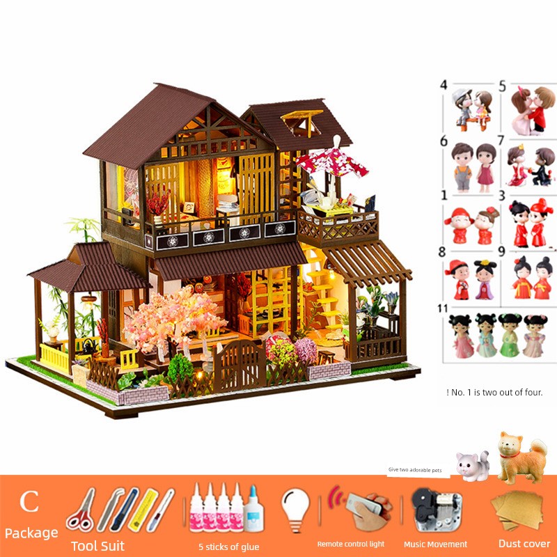 Creative Retro Chinese Style DIY Cottage Japanese Style House C Courtyard Model Hand-Assembled Female Birthday Christmas Gift