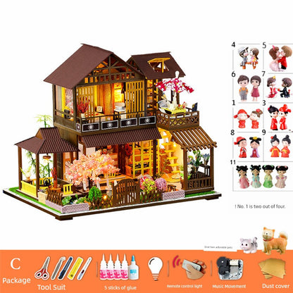 Creative Retro Chinese Style DIY Cottage Japanese Style House C Courtyard Model Hand-Assembled Female Birthday Christmas Gift