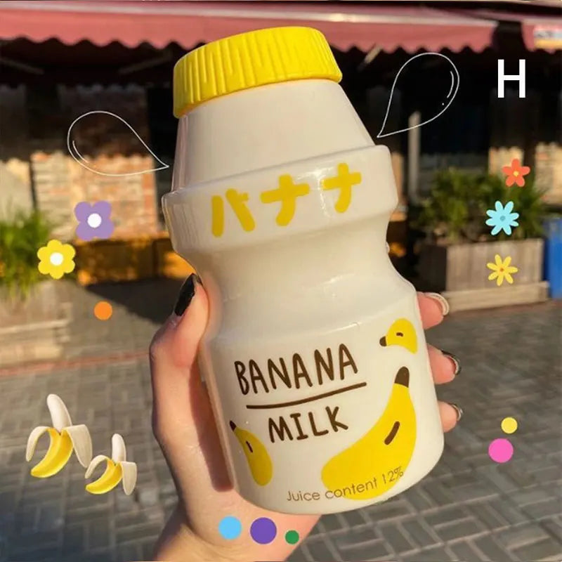 480ml Plastic Cute Water Bottle With Straps Carton Kawaii Tour Fruit Drinking Milk Portable Kids Water Cup