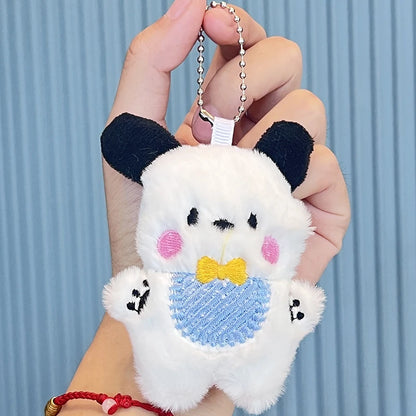 Cute Plush Dog Pandent Keyring For Girls Cartoon Dog Doll Keychain Women Gifts Creative Car Bag Decoration Decor