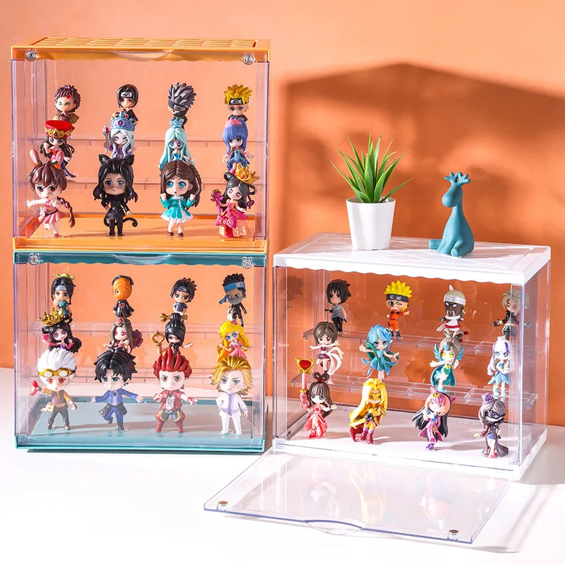 Magnetic storage box with lights, display acrylic cartoon dolls, suitable for POP MART collection, dustproof and waterproof