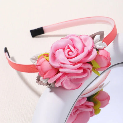 Handmade Head Flower Girls Headbands Baby Hairband Pearl Feather Wedding Princess Kids Dance Party Headwear Newborn Accessories