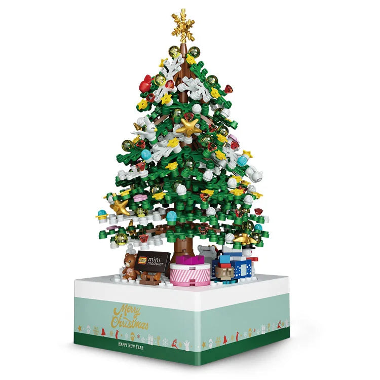 LOZ-1237 Christmas series Revolving music box Christmas Tree Santa Claus creative building blocks for children Christmas toys