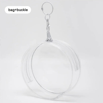 12/14cm Multi-color Doll Storage BagTransparent Round Doll Bag Circular Hanging Outdoor Doll Display Bag with Keychain