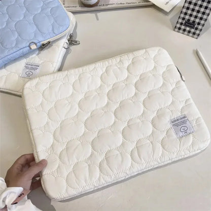 New Cloud Computer Bag Ipad Bag Cotton Large Capacity Storage Embroidery Zip Solid Colour Size 11/13/14 Portable Cute Organizer