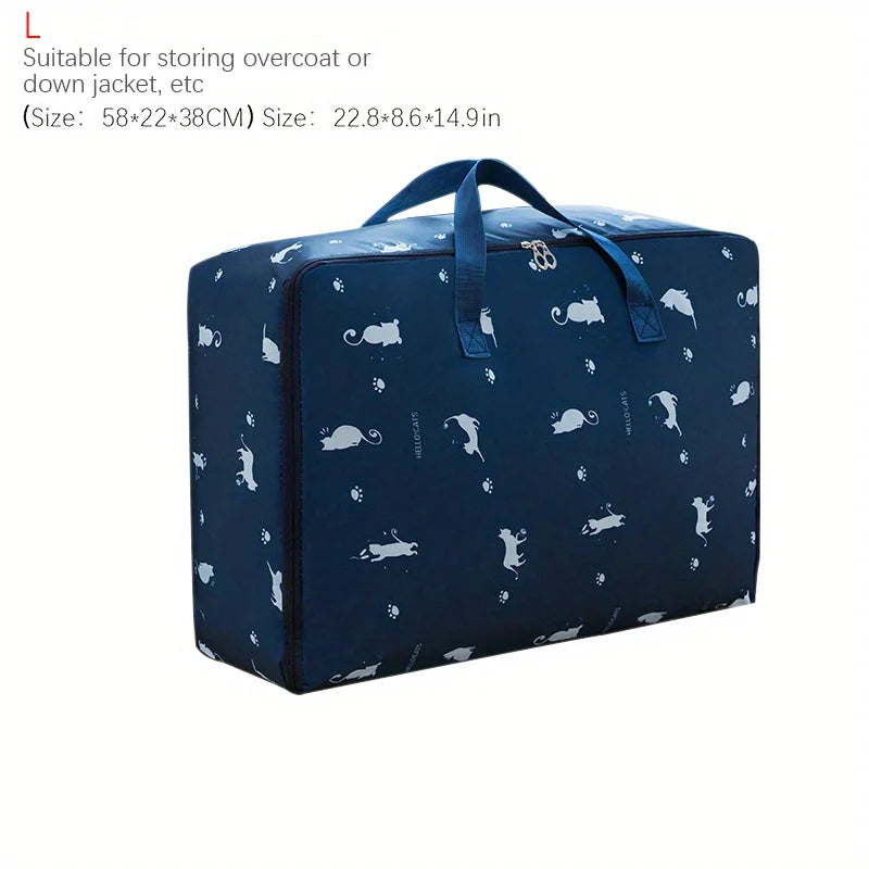 Quilt Storage Bag Cat Little Fish Rocket Pattern Quilt Storage Bag Oxford Material Moving Clothing Storage Bag Travel Organizer