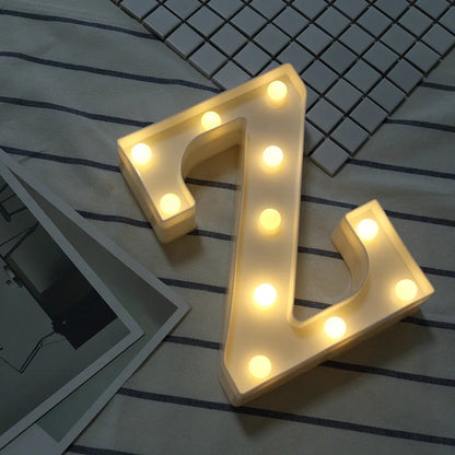 16/21CM DIY Luminous Lights LED Letter Night Light Creative Letters Alphabet Number Battery Lamp Romantic Party Decoration