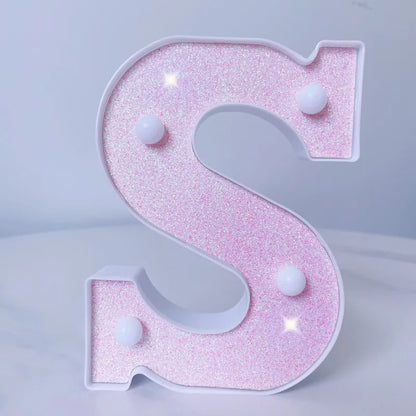 Luxury Alphabet Pink Letter LED Luminous Number Lamp  Battery Night Light for Home Birthday Wedding  Christmas Party Decoration