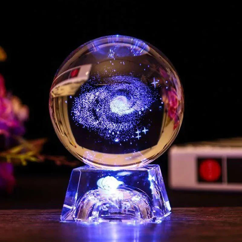 LED Crystal Ball 3D Solar System Planets Crystal Ball Glass Ball Home Decoration Valentine's Day Gift Ornament