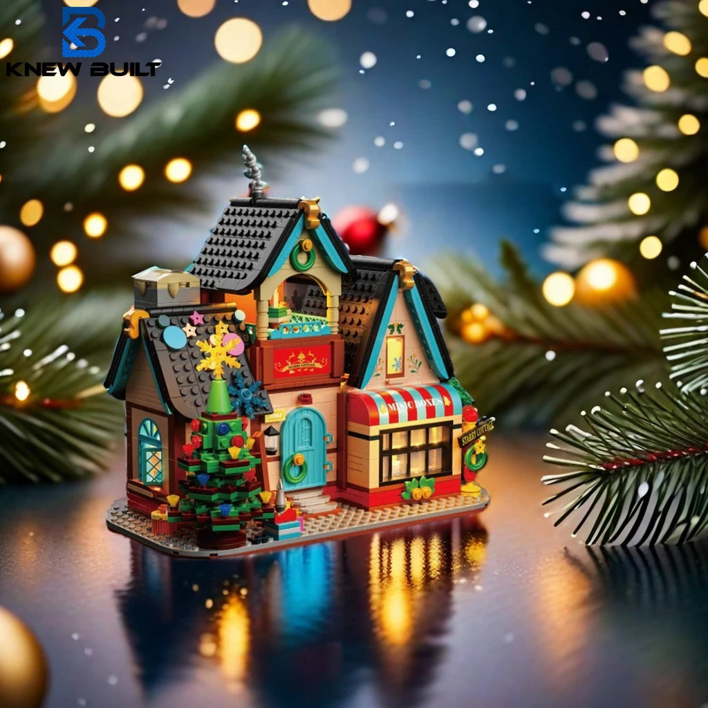 Creative Starry Cottage Christmas Tree House Building Mini Blocks Toy Ideal Xmas Gift with LED Lights Build Your Own Dream House