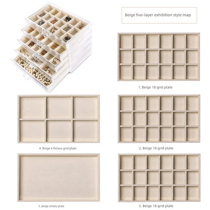 Beige Acrylic Jewelry Box Stud Earrings Earring Ring Necklace Bracelet Ornament Storage Box Jewellery Box