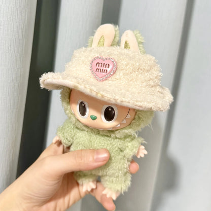 17cm Labubu I II Idol Dolls Cute Mini Plush Doll'S Clothes Korea Kpop Exo Idol Dolls Overalls Clothing DIY Accessories Gifts