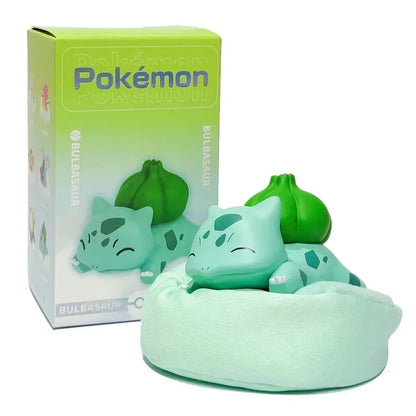 Genuine Pokemon Sleep Anime Figures Starry Dream Series Pikachu Jirachi Eevee Snorlax Bulbasaur With Plush Base Model Dolls Toy