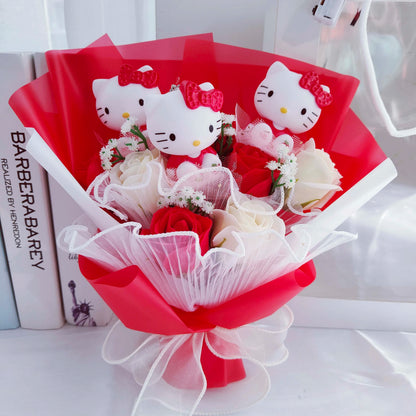 Cartoon Hello Kitty Cat Plush Dolls Rose Soap Flowers Bouquet Christmas Valentine's Day Birthday Graduation Gifts