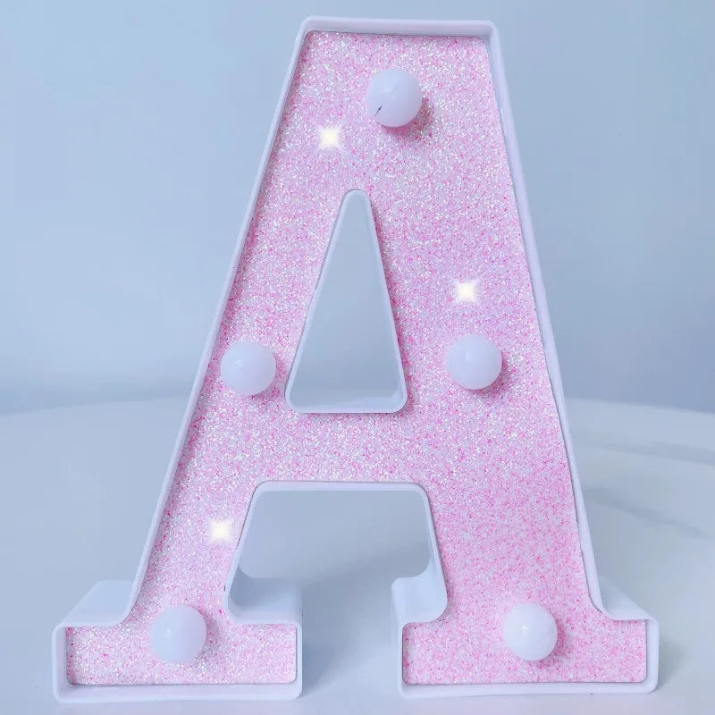 Pink Romantic Luxury LED Light 6.3-inch Pink Decorative Alphabet Number Light Battery Powered Christmas Decorative Light Wedding