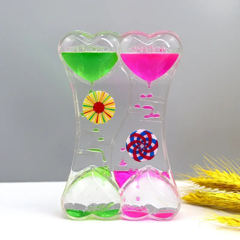 Liquid Oil Leakage Drops Peach Heart Acrylic Plastic Decoration Crafts Hourglass Student Gifts Children's Toy Festival