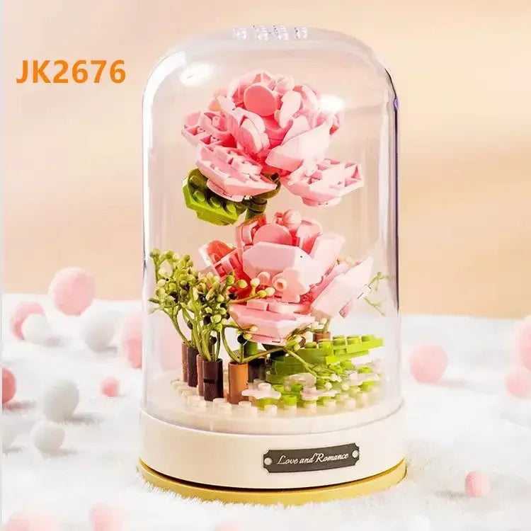 JAKI Blocks Teens Building Toys Bricks DIY Flowers Puzzle Music Box Home Decor Women Gift 2675 2676 2677 2678