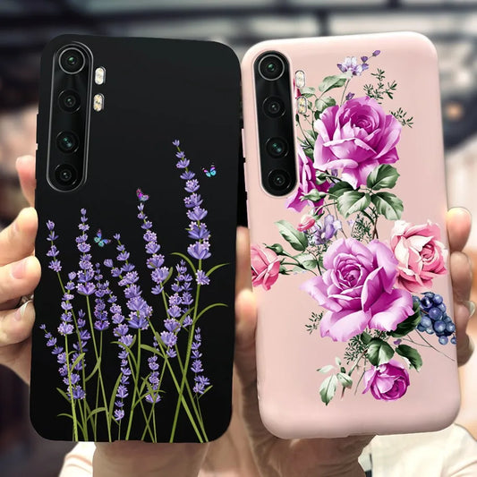 Case For Xiaomi Mi Note 10 Lite Back Cover Protective TPU Silicone Funda Fashion Flower Coque For Xiaomi Note 10 Lite Capa 6.47"