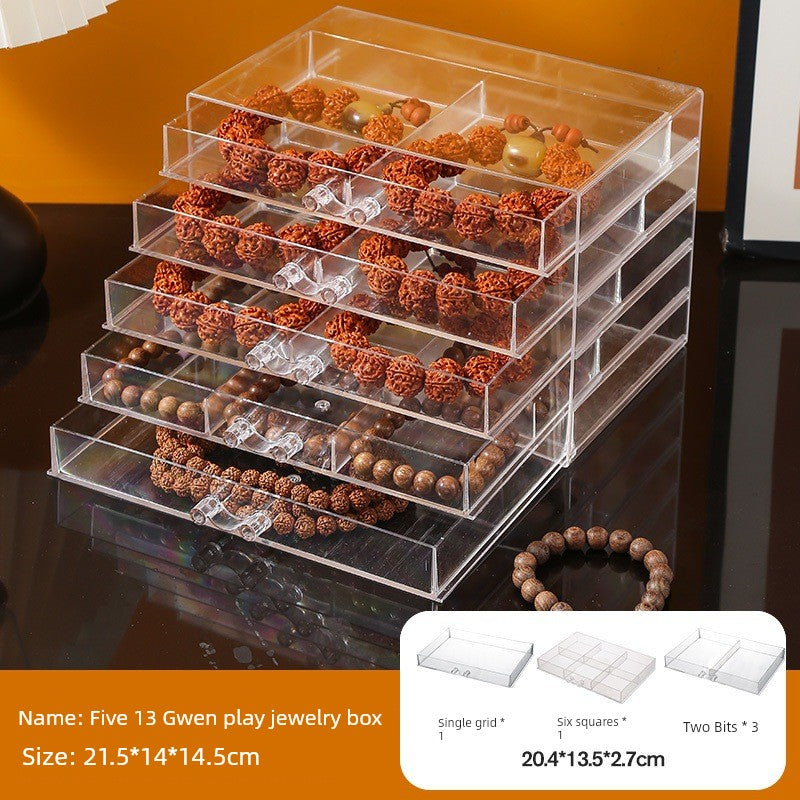 Transparent Large Capacity Drawer Ring Necklace Jewelry Box