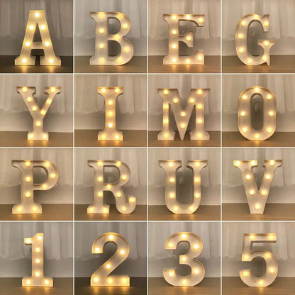 16/21CM DIY Luminous Lights LED Letter Night Light Creative Letters Alphabet Number Battery Lamp Romantic Party Decoration