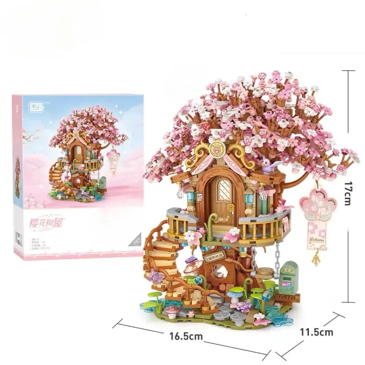 LOZ mini Blocks Kids Building Toys Puzzle  Cherry Blossoms Tree House Bricks Girls Gift Home Decor 1381