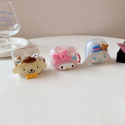 Sanrio Bluetooth Earphone Case For Airpods Pro 1 2 3 Luminous 3D Cinnamoroll My Melody Doll Earphone Accessories Air Pod Cover