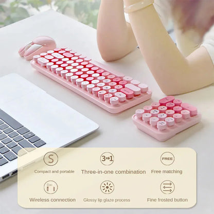 Mofii 3 In 1 Wireless Keyboard and Mouse 2.4G Keyboard and Mouse Kit Colorful Design Cute Retro keyboard kit With Keypad