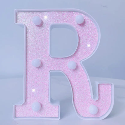 Luxury Alphabet Pink Letter LED Luminous Number Lamp  Battery Night Light for Home Birthday Wedding  Christmas Party Decoration