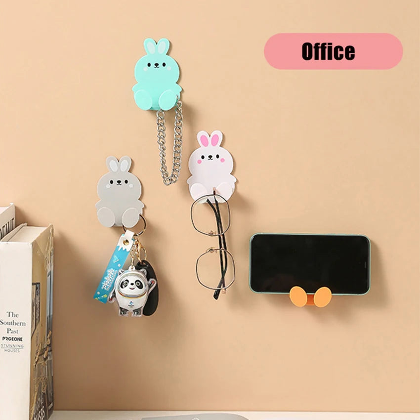 New Wall Plug Holder Door Key Bag Hanger Hook Wall Adhesive Kitchen Cute Organizer Rack Cellphone Charging Stand Wall Decor Hook