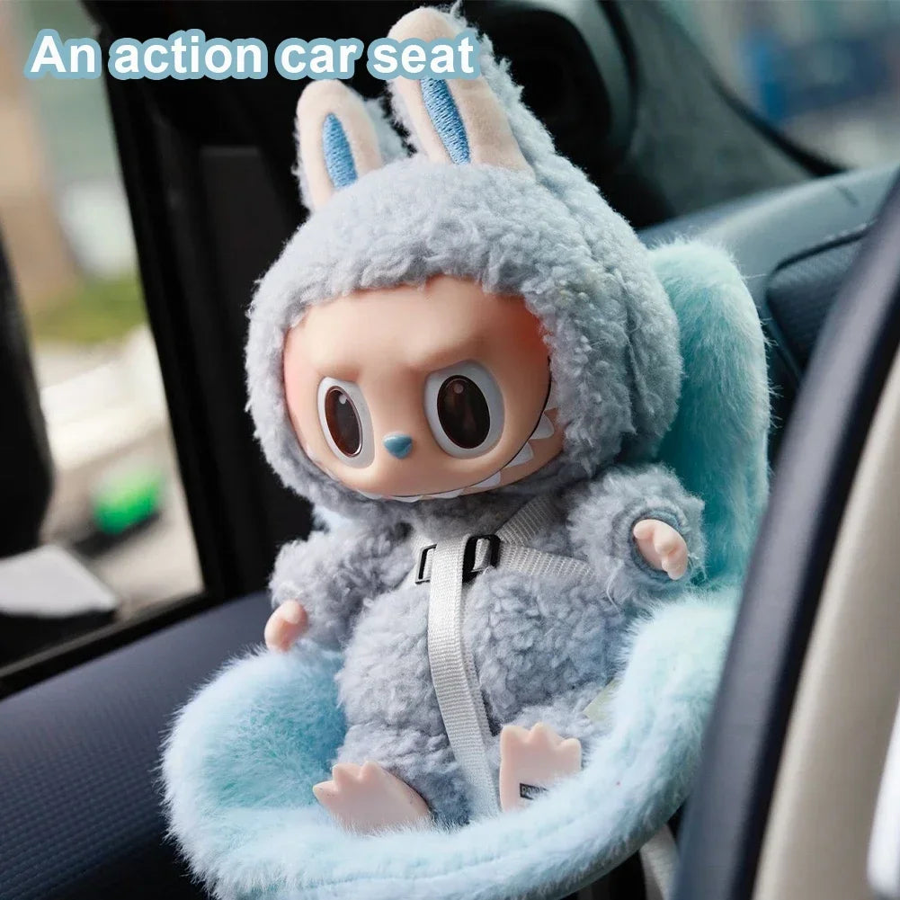 Suitable for 17cm Cute Doll Cute Car Safety Plush Seat  Car Air Outlet Decoration Labubu Accessories Ropa LAbubu