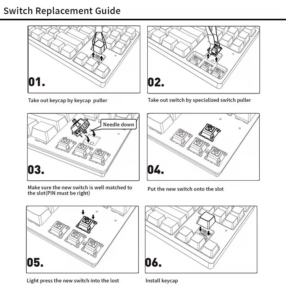 Outemu Switch for Keyboard 3Pin Linear Tactile Clicky Silent Switches for Mechanical Keyboards Gray White Red Blue Gaming Switch