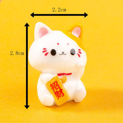 1/6Pcs Lucky Cat Micro Landscape Decoration Mini Figurines Cartoon Cats Potted Landscaping Ornaments Creative Mascot Car Decor