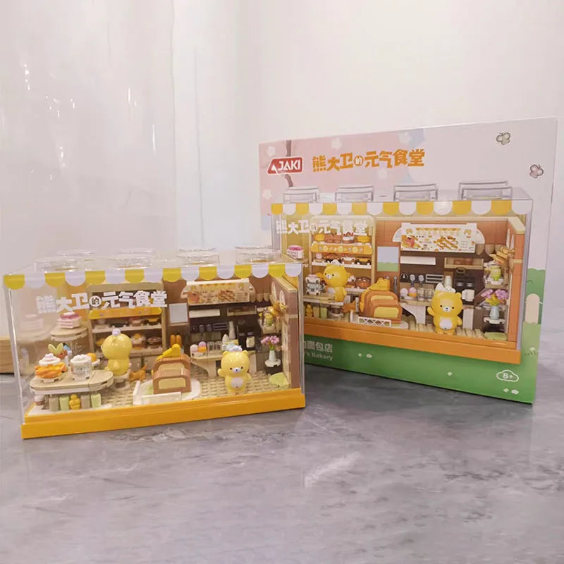 JAKI The street view of David's bakery in Yuanqi Xiong Building Blocks Children's Toy Model Ornaments Holiday Gifts