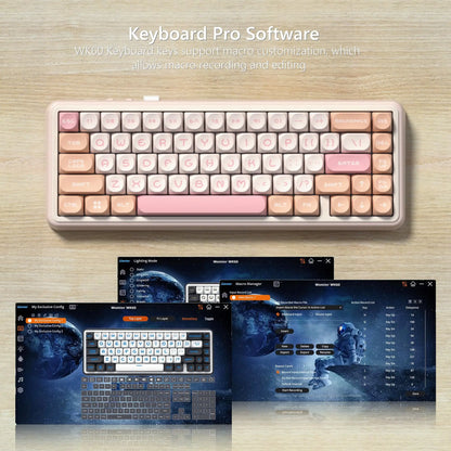 Womier WK60 Creamy Pink 3-Mode Mechanical Keyboard Gasket Mount RGB Wireless Gaming Keyboard Hot Swap Gamer Keyboard for Win Mac