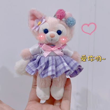 Disney LinaBell Keychain Doll Skirt Plush Toy Bookbag Backpack Cute Pendant Christmas Halloween Gift Pink Plush Fox