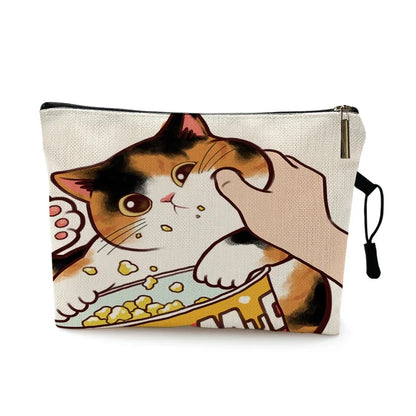 Mvensh Cute Kissing Cat Makeup Bag With Printing Pattern Cute Organizer Bag Pouchs For Travel Bags Pouch Women's Cosmetic Bag