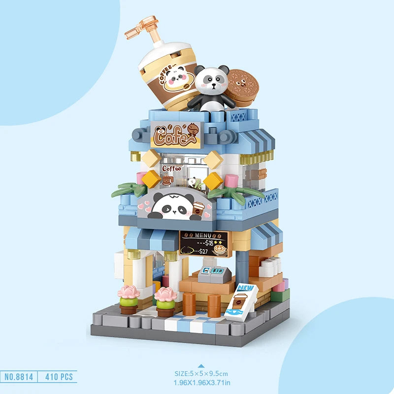 City Street View Building Block Set DIY Ice Cream Coffee Flower Shop Model Building Toy Ideal for Home Decor and Holiday Gifts