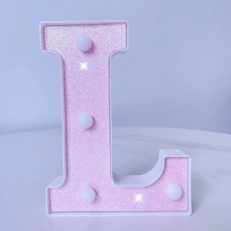 Luxury Alphabet Pink Letter LED Luminous Number Lamp  Battery Night Light for Home Birthday Wedding  Christmas Party Decoration