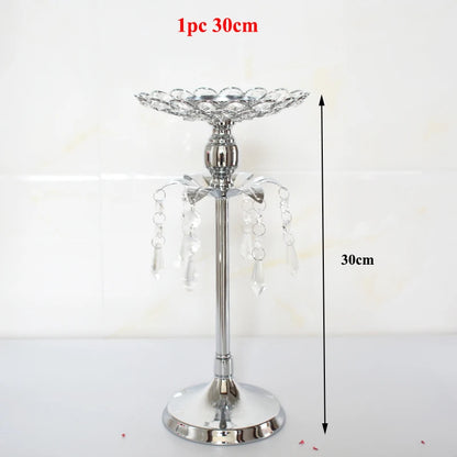 PEANDIM Silver Crystal Candle Holder Wedding Candlestick Christmas Party Table Centerpieces Candelabra Flower Vase Home Decor