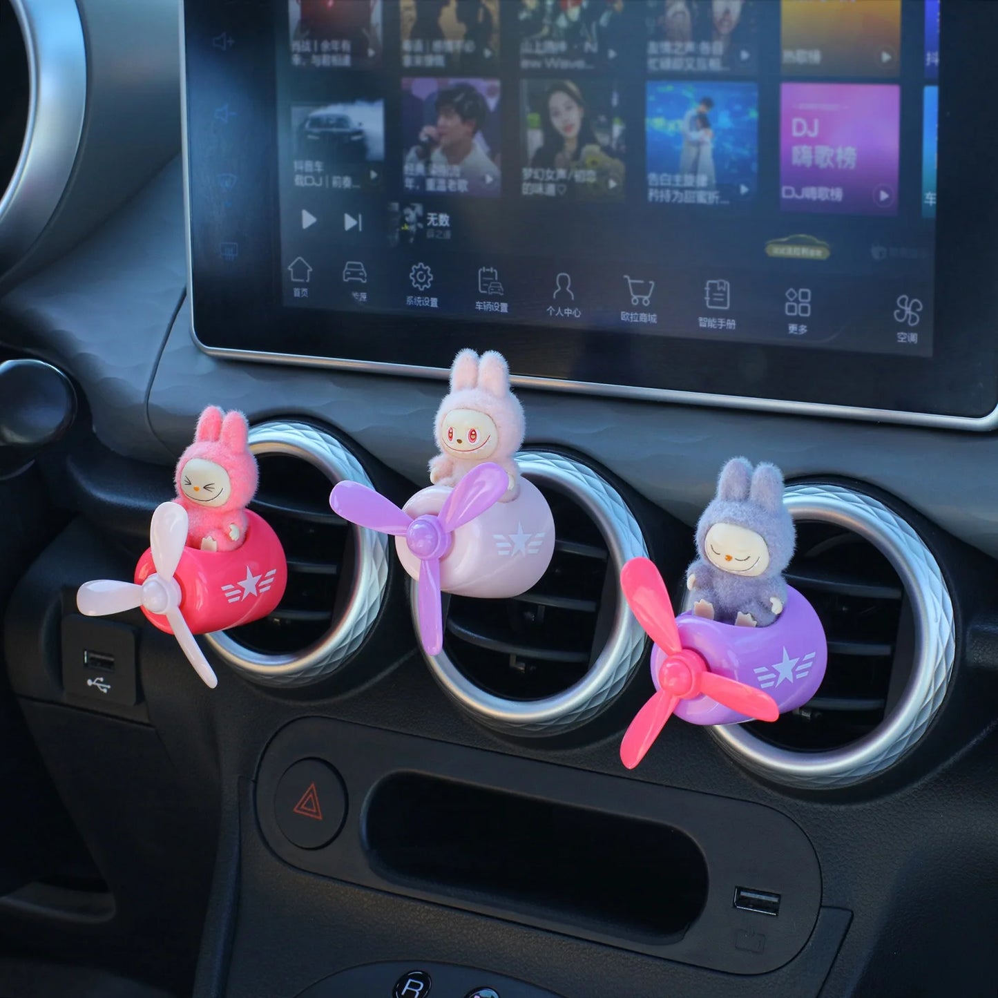 Labubu The Monsters Have A Seat Mengli Car Aromatherapy Doll Car Air Outlet Small Aircraft Cartoon Ornament Decoration Gift