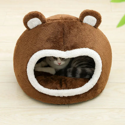 Funny Cat Bed Warm Pet House Soft Long Plush Kitten Lounger Cushion Small Dogs Tent Cave Beds For Cozy Cat House Mat Supplies