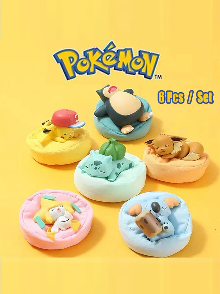 6 Pcs/Set Pokemon Pikachu Bulbasaur Anime Figures toys Sleep Starry Dream Series Action Figure Cartoon Birthday gift